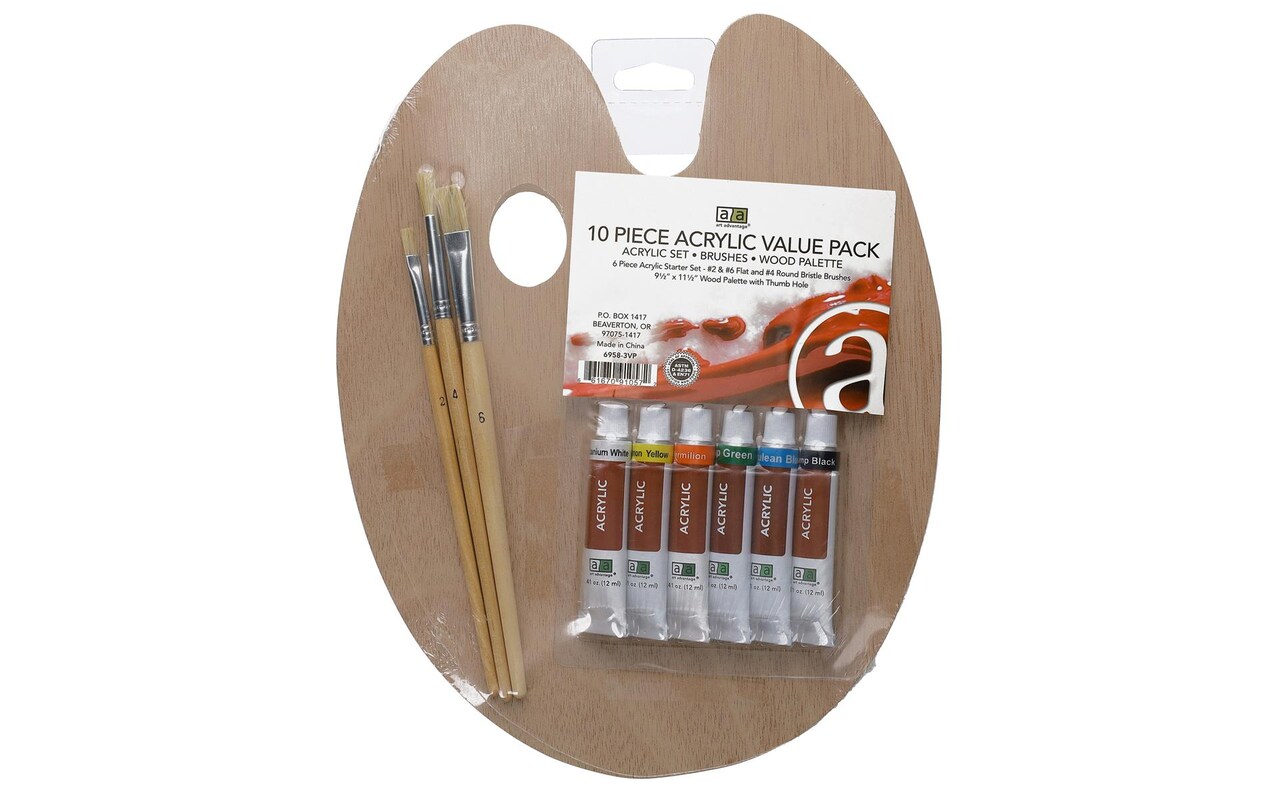 Art Advantage Wood Palette 9.5x11.5 W Acry Brush Michaels